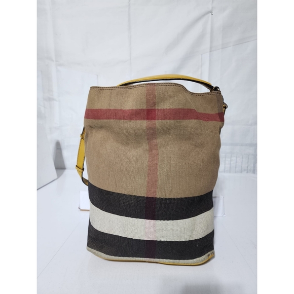 BURBERRY Canvas Mega Check Medium Ashby Hobo Saddle Bag Yellow/Beige - Picture 7 of 14